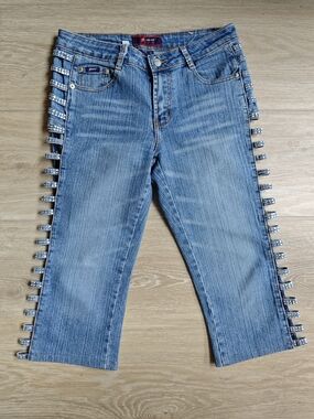 Vintage Y2K Platinum Plush Light Blue Wide-Leg Jeans with Side Ladder